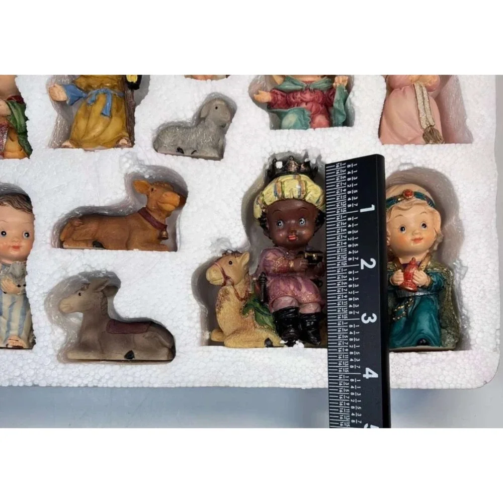 Vintage Holiday Time, Christmas Kids Polyresin Nativity Set of 11.